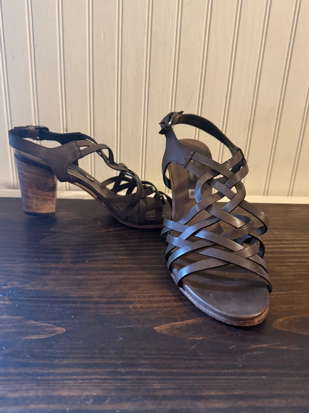 Women’s Alberto Ferman Brown Strappy Block Heel Sandals